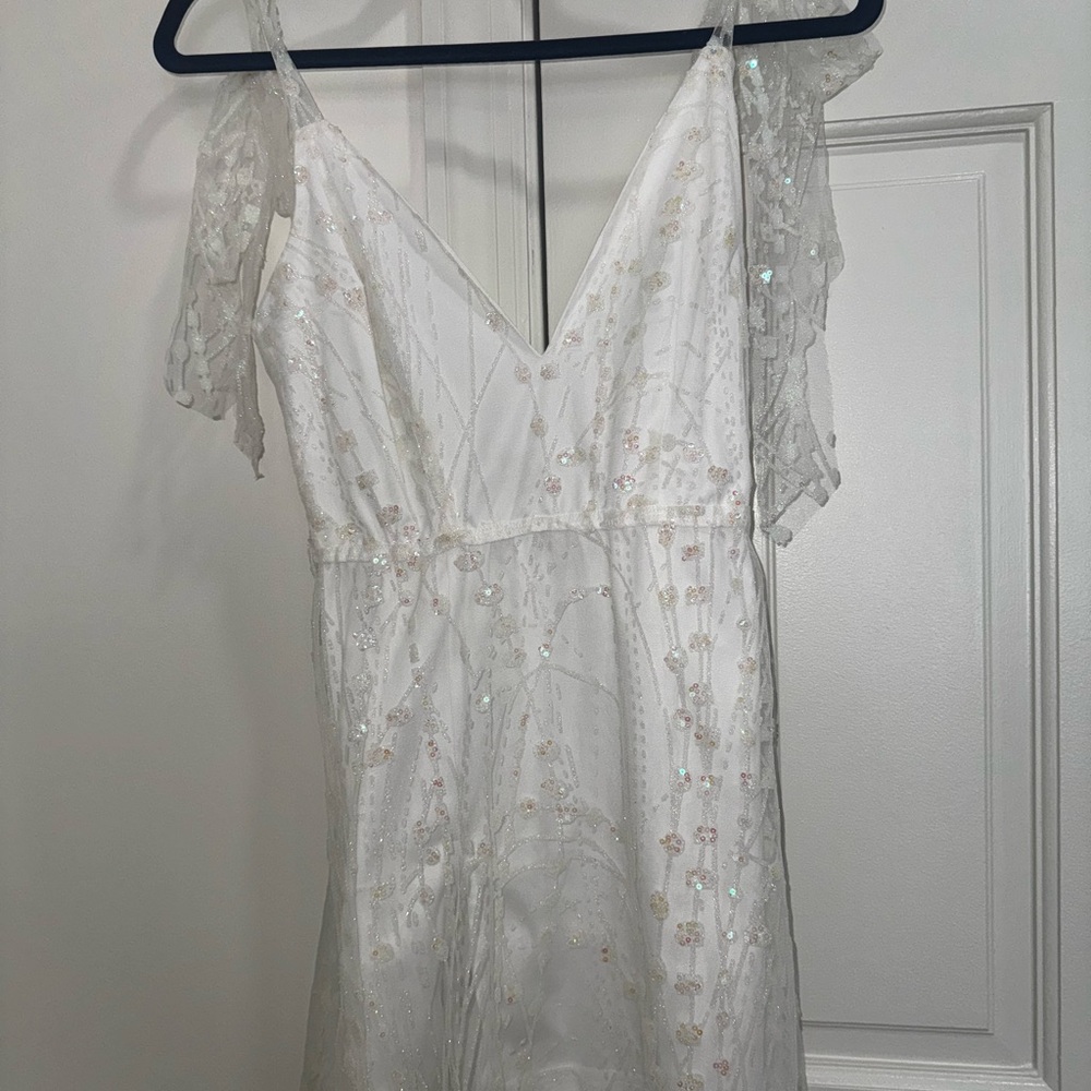 Lucy in the Sky Lace Sequin Dress w/ Bow Strap - perfect for soon to be brides! - Picture 2 of 5